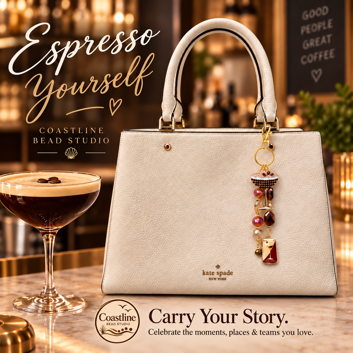 Espresso Martini Signature Bag Accent – Handmade Cocktail Charm