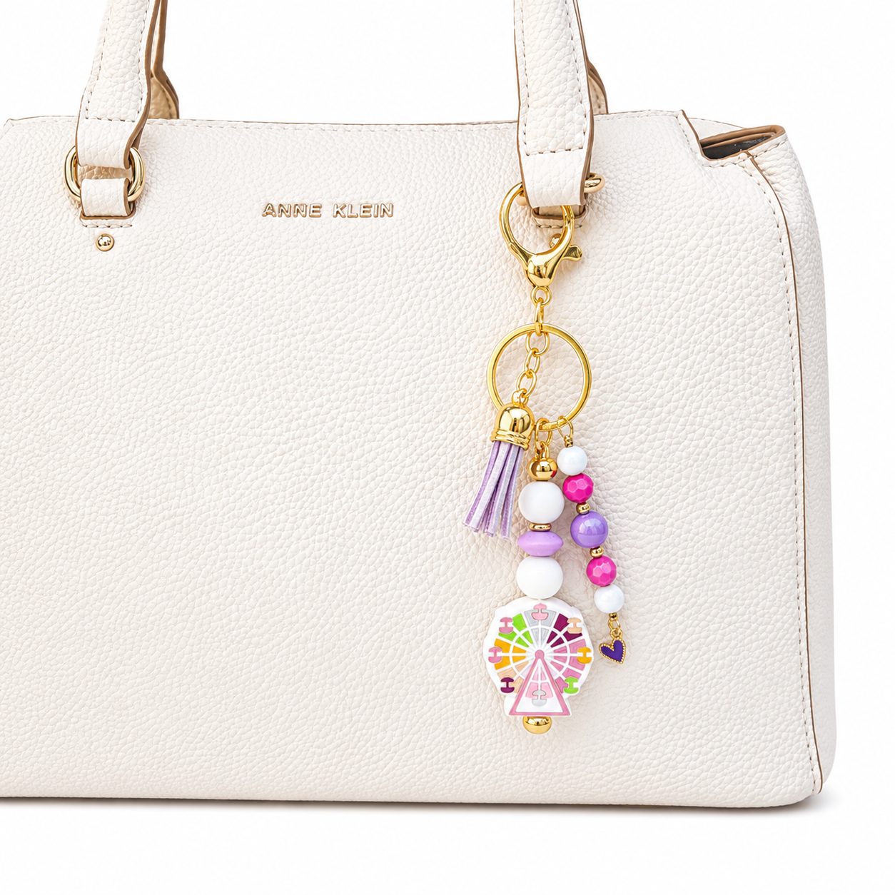 Ferris Wheel Bag Charm | Purple Carnival Purse Charm | Handmade Keychain