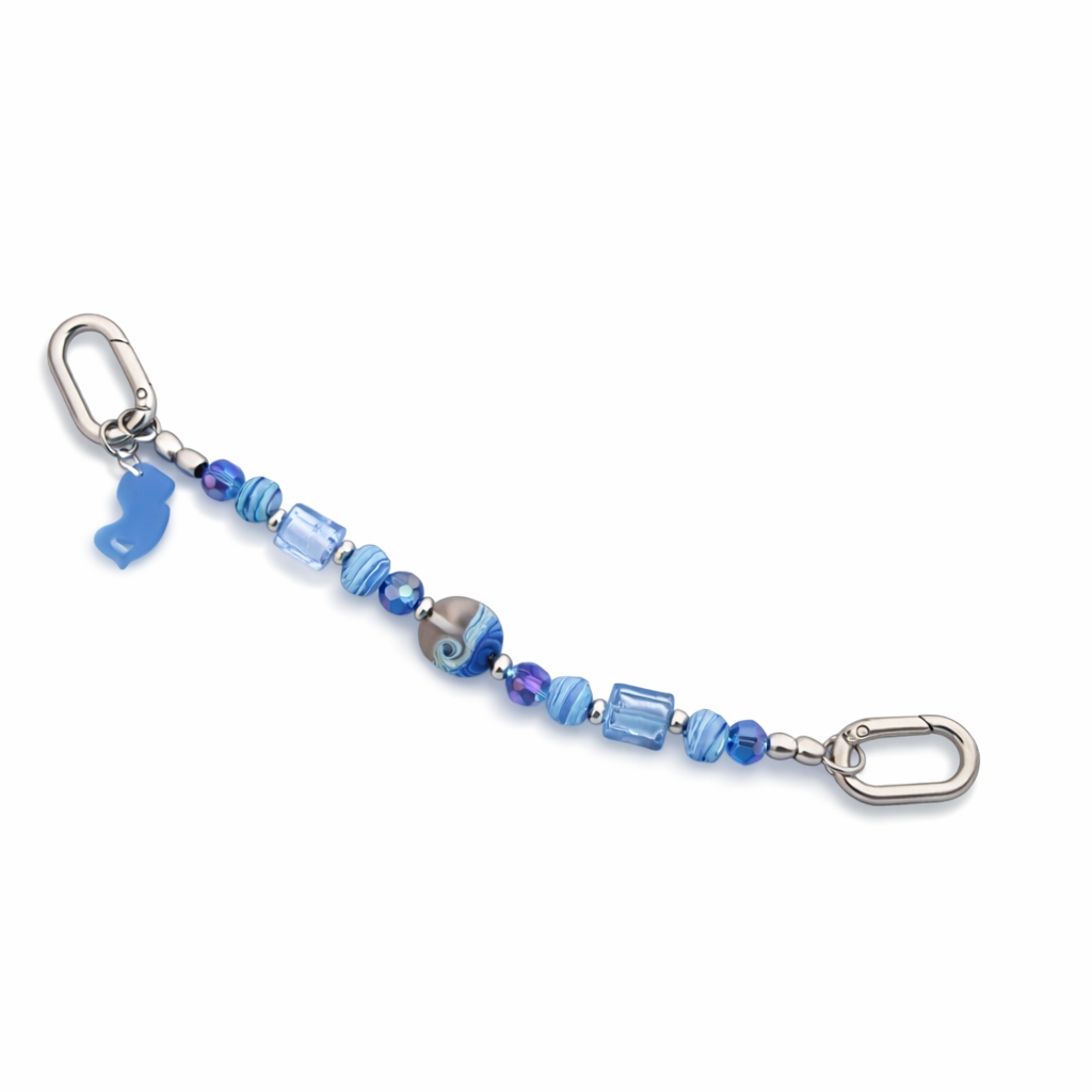 Ocean Blue Key Companion™ | Beaded Key Ring, Bag Jewelry & NJ Seaglass Charm