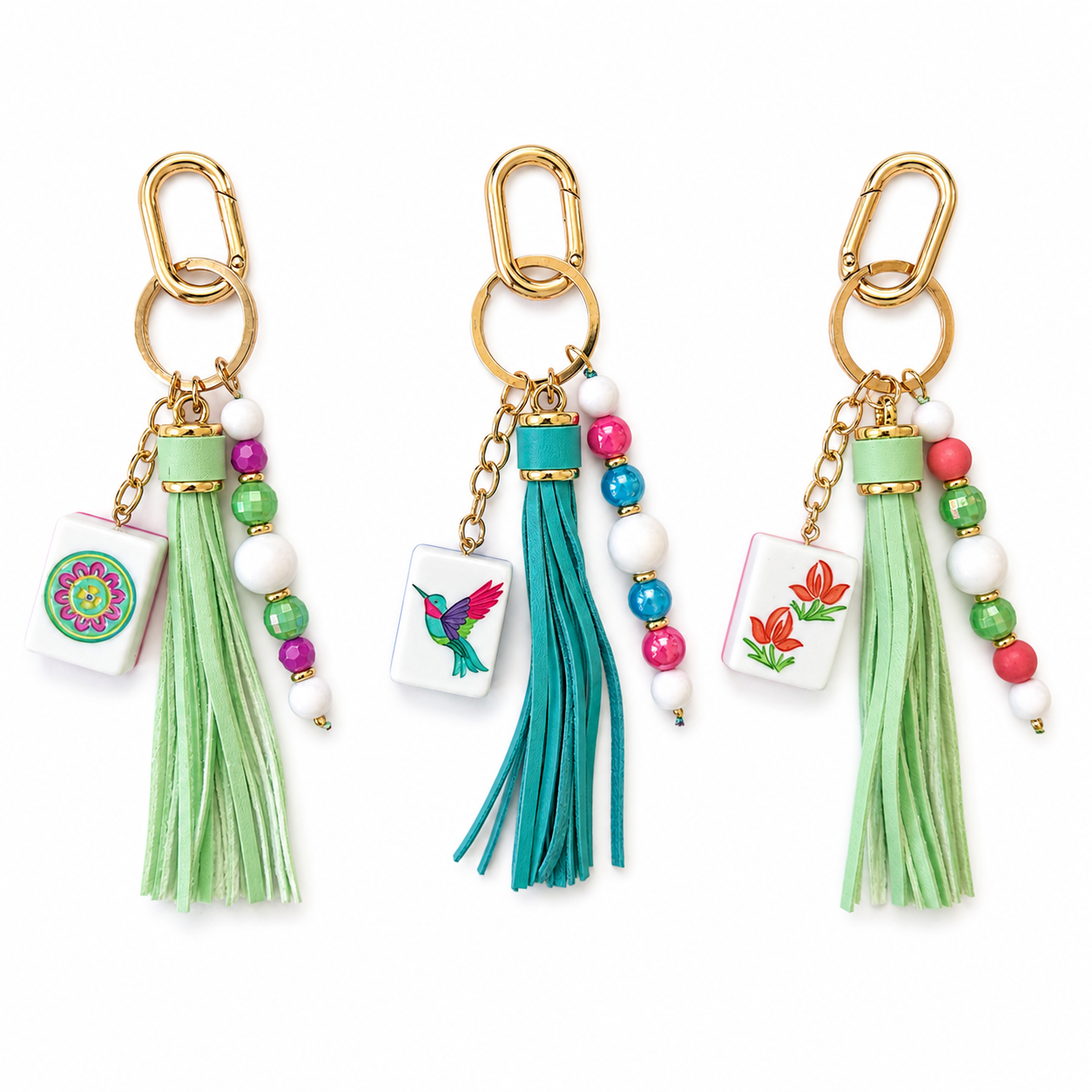 Mahjong Tile Bag Charm Collection | Handmade Purse Charm & Keychain Accessory