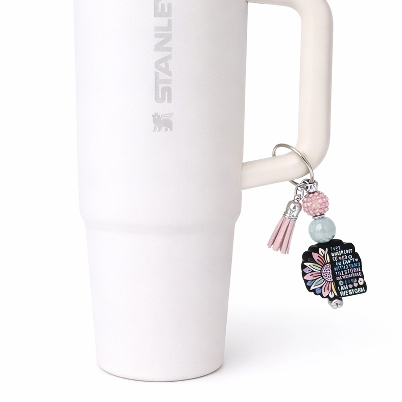 She Is the Storm Tumbler Accent – Inspirational Beaded Cup Charm