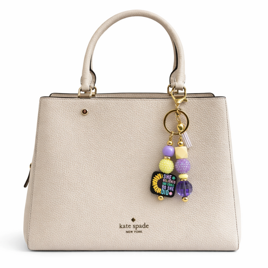 She Believed She Could – Inspirational Beaded Bag Charm