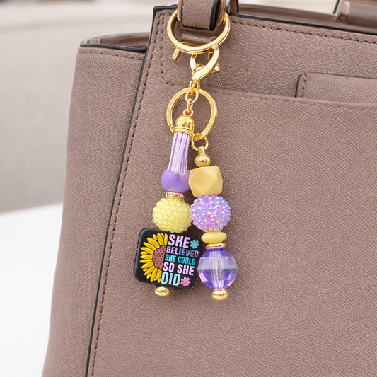 She Believed Keychain Accent – Inspirational Beaded Charm