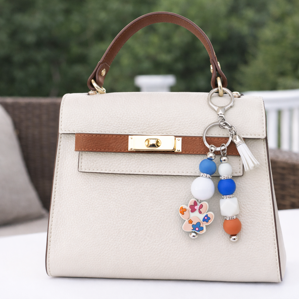 Dog Paw Beaded Keychain Charm – Handmade Pet Lover Bag & Purse Accessory