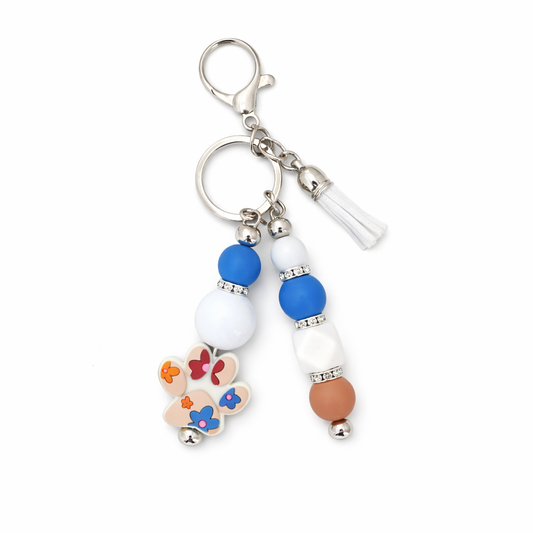 Dog Paw Beaded Keychain Charm – Handmade Pet Lover Bag & Purse Accessory