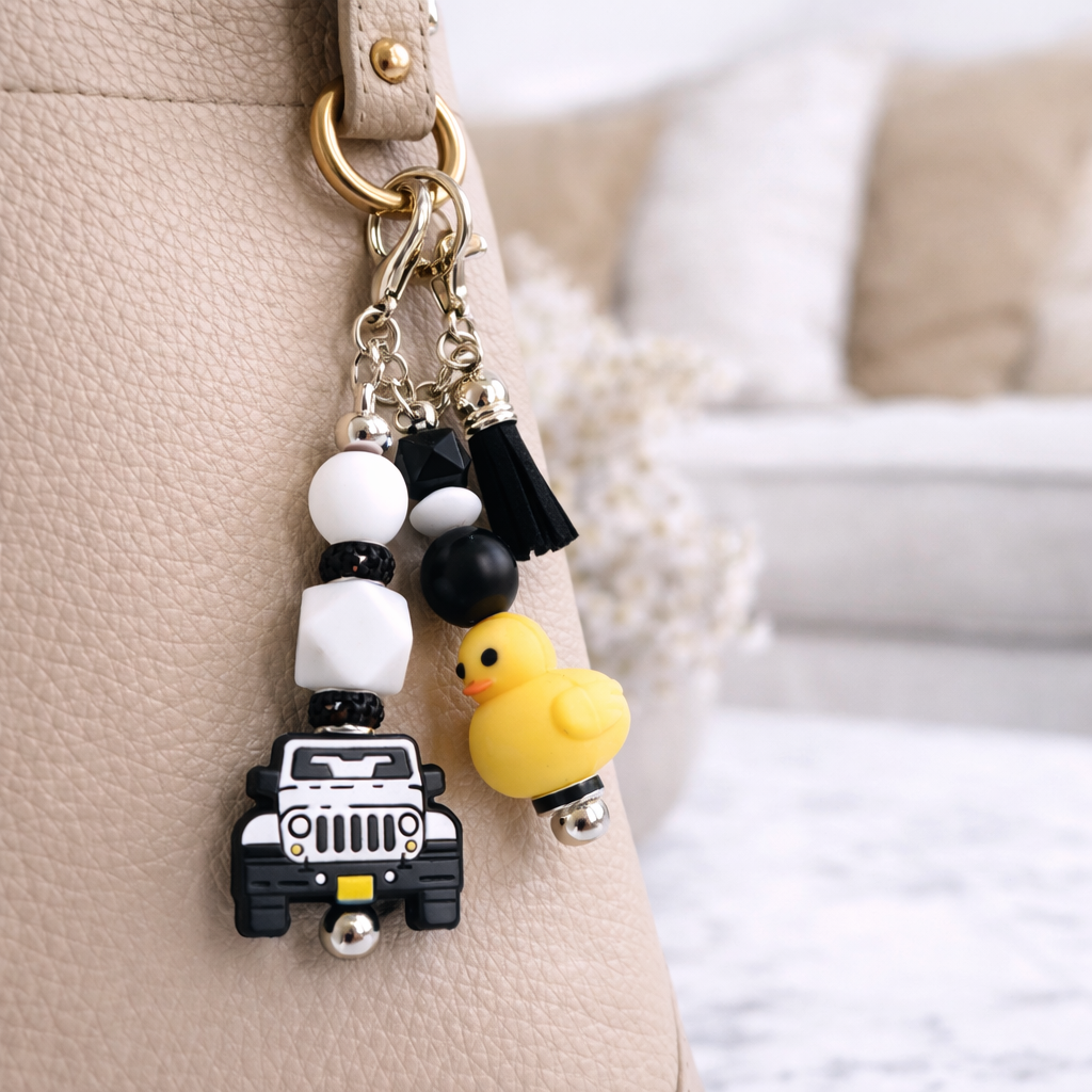 Jeep Duck Tumbler Accent – Beaded Keychain
