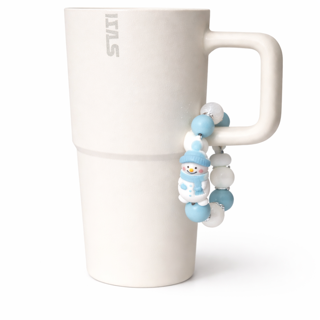 Snowman Tumbler Accent – Beaded Cup Handle Charm