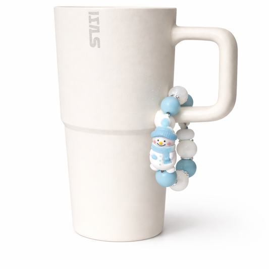Snowman Tumbler Accent – Beaded Cup Handle Charm