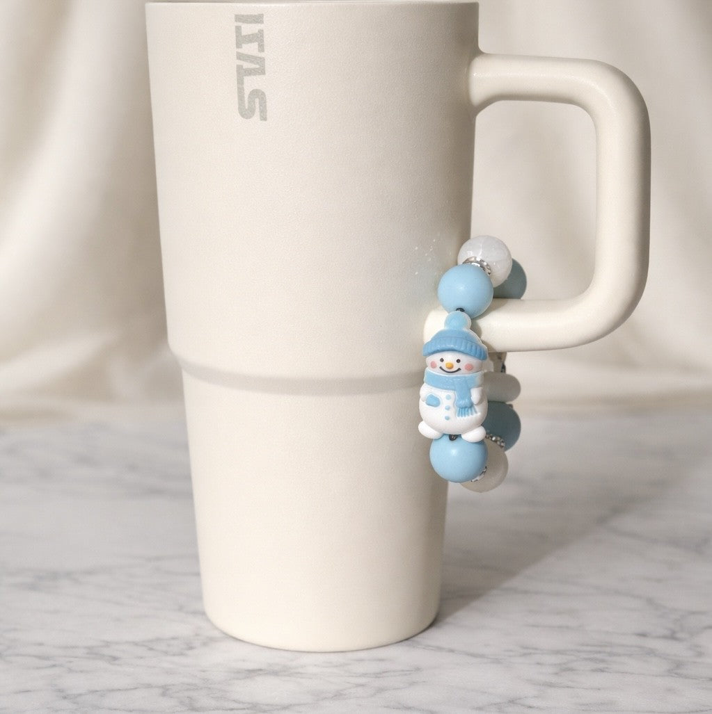 Snowman Tumbler Accent – Beaded Cup Handle Charm